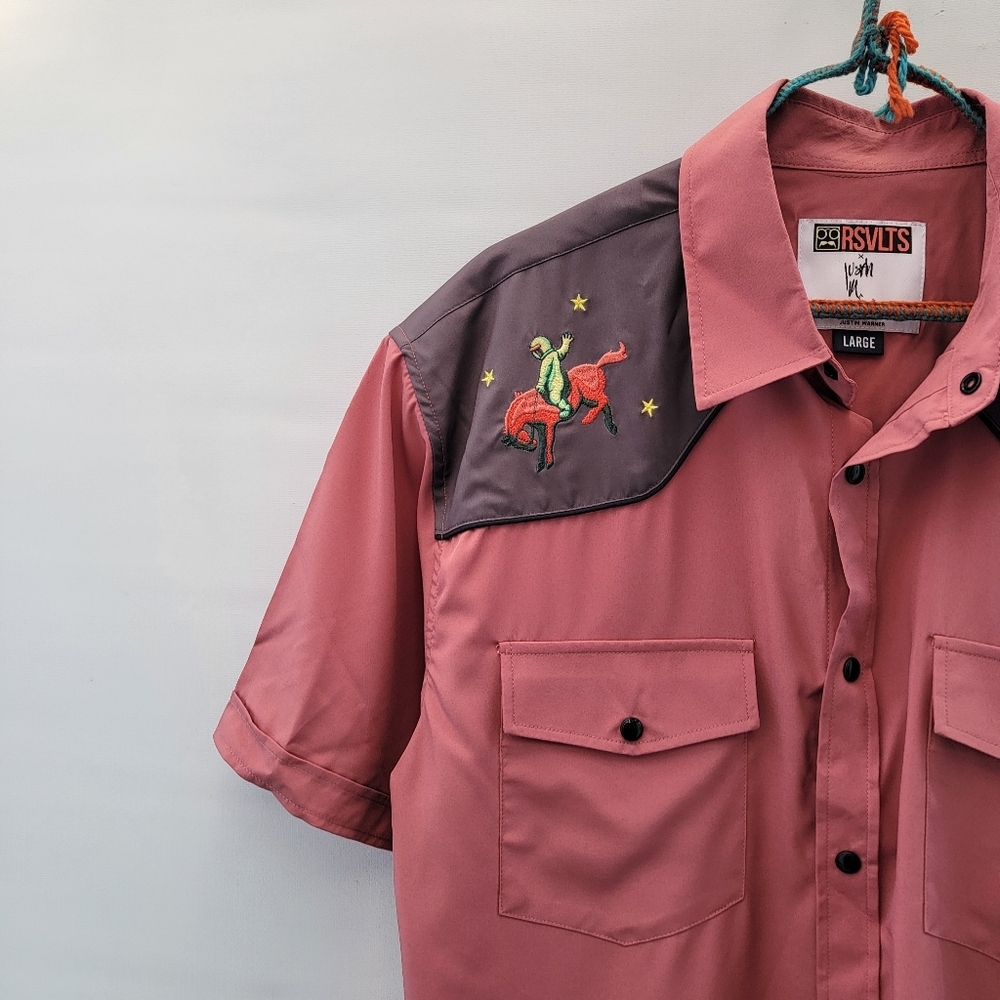 RVLTS x Justin Warner Collab Cowboy Roper Shirt Mens Medium Western Embroidered - Picture 3 of 14